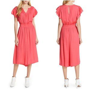 NWT Dolan Carrie Azalea Pintucked Ruffled Sleeve Coral Flowy Jumpsuit, XXL